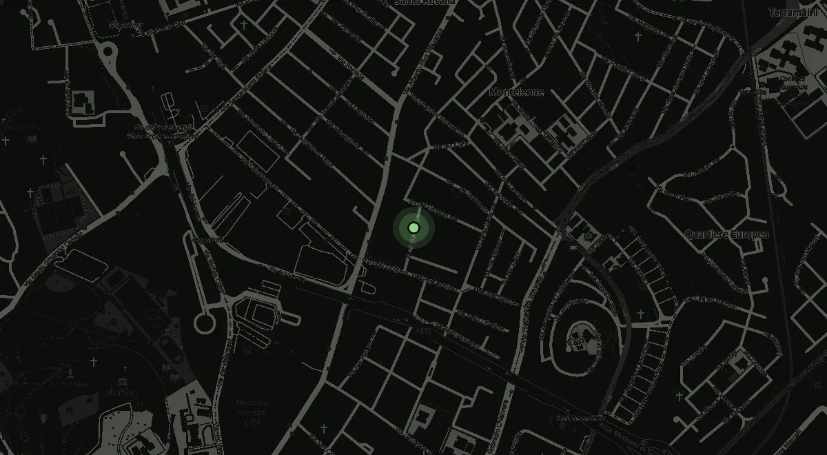 Mappa della zona di Monteleone a Pirri, Cagliari, con il segnaposto della S.H.S. in via delle Cicale
